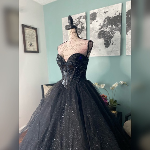 Sherri Hill Dresses & Skirts - ❌SOLD❌Sherri Hill black a-line tulle ballgown prom dress or black wedding dress